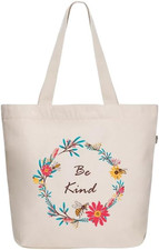 Ecoright Aesthetic Canvas Tote Bag for Women Large Zipper Tote Bags with Pocket,