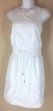 Banana Republic Dress Size 2 White Sleeveless Elastic Drawstring Waist Lined