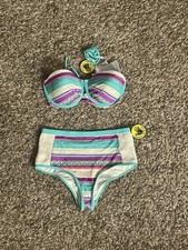 BODY GLOVE Bikini High Waist Set Sz Medium Push Up Underwire Bra Top Swimsuit