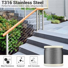 1/8" T316 Stainless Steel Cable Wire Rope 7x7 Aircraft Strand Coil & Reel