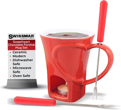 Swissmar 4-Piece Sweetheart Chocolate Fondue Mug Set   Mini Fondue Set