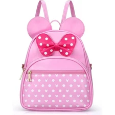 Dksyee Minnie Mouse Backpack Kids Girls Toddler Pink Polka Dot Bow Ears Cute