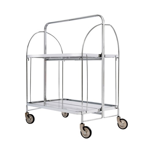 Rolling Cart, 2-tier Rolling Cart with Wheels, Collapsible Rolling Storage Cart - Picture 6 of 15