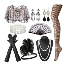 1920s Accessories for Women Flapper Gatsby Roaring 20s Accessories Costume Black