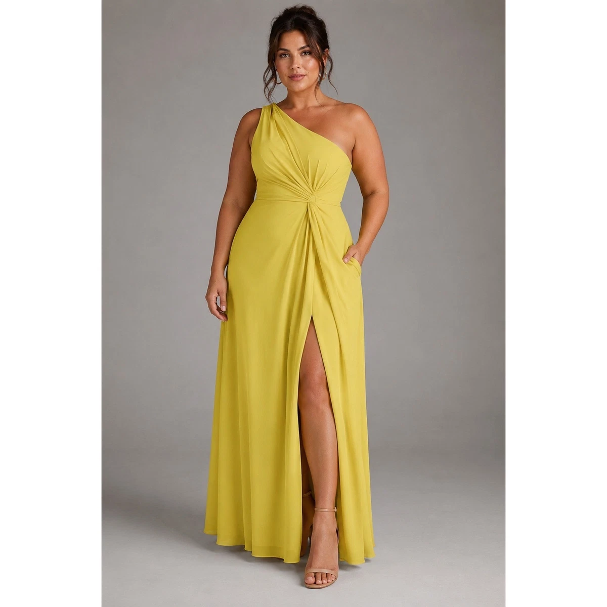 Chiffon Yellow Bridesmaid Dresses for sale