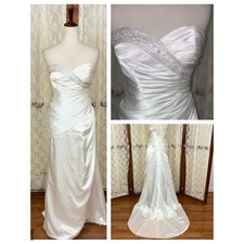Beautiful David’s Bridal Satin Sheath Wedding Gown