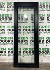 THIN BACK DOOR ALUMINIUM EXTERNAL EXTERIOR DOUBLE GLAZED ALL GLASS BLACK NARROW