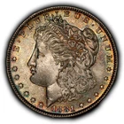 1881-S $1 Morgan Silver Dollar - Neon Rainbow Toning - BU - SKU-D7672