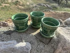 McCoy Pottery Lot Of 3 MCM Vintage Green Planters 3” H $35