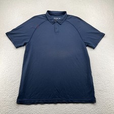 Rhone Polo Shirt Mens Large Blue Delta Pique Performance Golf Stretch SS FLAWS