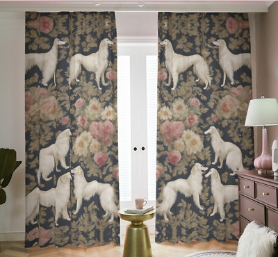Borzoi Blackout Curtains Shades Drapes Panels Dog Gift Baroque Rococo Floral