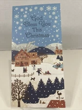 DaySpring Christmas Greeting Card Unused God Bless You Sled Snowman Snowflakes