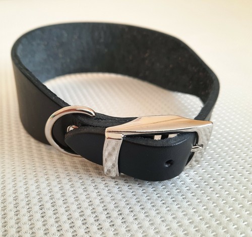 **PELLE** COLLARE BARRA DRITTA CANE TAGLIA MEDIA NERO WHIPPET/TAGLIA MEDIA REGOLAZIONE 12,5" - 15"; - Foto 2 di 3