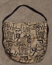 MIXED FONT BURLAP TOTE BAG - LARGE