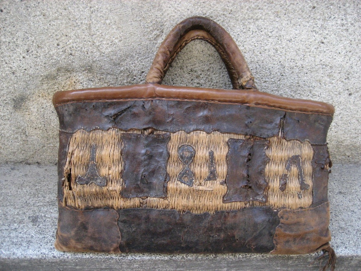 antik Biedermeier Leder Metzger Tasche 1817 Jahrhundert