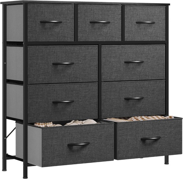 Yitahome Kommode Schubladen Schrank Stoff Industrial Style Schwarzgrau-image