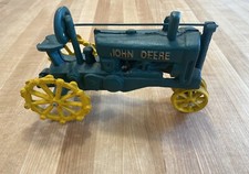 Vintage John Deere OP Cast Iron Tractor 11 Green Yellow Gold RARE