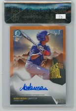 Aramis Ademan RC Auto /25 Orange Refractor 2018 Bowman Chrome Peaks of Potential