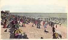 Asbury Park, New Jersey Scene on the Beach Sunbathers Crowd Postcard antique