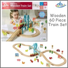 carousel wooden train set 60 pieces