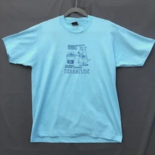 Vintage Screen Stars T-Shirt Indiana 80s Large Blue Short Sleeve Single Stitch