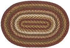 20" x 30"  Eco-Friendly Oval Braided Rug Natural Jute Green Red Cream Tea Cabin
