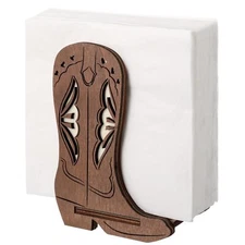 Wooden Western Napkin Holders Cowboy Boot Napkin Holder for Table Kitchen Far...