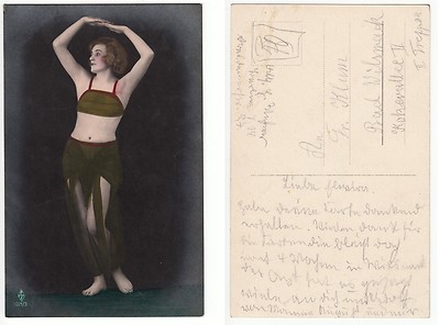 Dancer Dance Expressive Dance New Dance Art Deco, Handcoloured RPPC c.1920 (2)