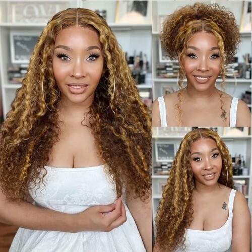 250 Highlight P4/27 blond 360 Full HD LaceFront Perücke vorgezupft 30 Zoll ohne Kleber - Bild 3 von 16