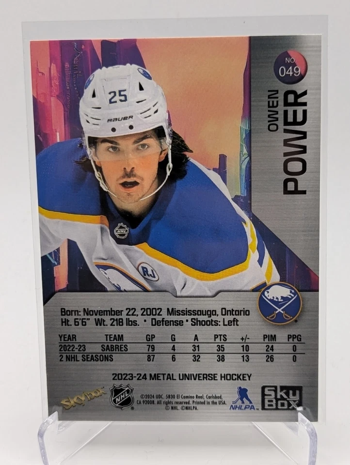 2023-24 SkyBox Metal Universe Owen Power #049 Buffalo Sabres - Image 2 of 2