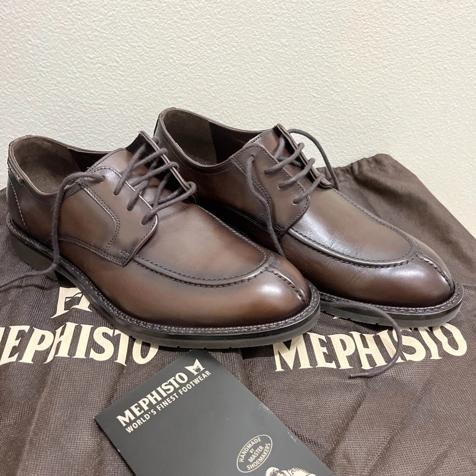 Chaussures habillées homme Mephisto Titus Supreme marron foncé à lacets fait main Oxford taille 9