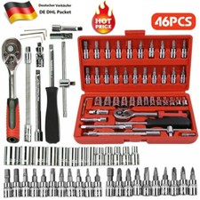 2023 Steckschlüssel Satz 46-tlg 1/4" Knarrenkasten Ratschenkasten Nusskasten