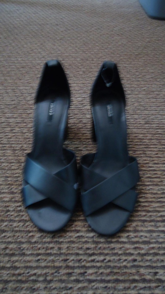 Forever 21 Ankle Strap Shoes Black Sandals Womens Size