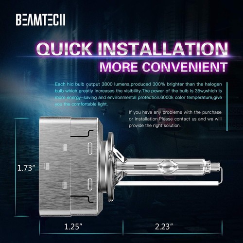 High Performance D1S HID Headlight Bulbs, 35W Xenon with 3800 Lumens - 2 Pack - Picture 6 of 9