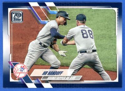 2021 Topps Series 2 Blue HR Handoff New York Yankees #646 Parallel | eBay