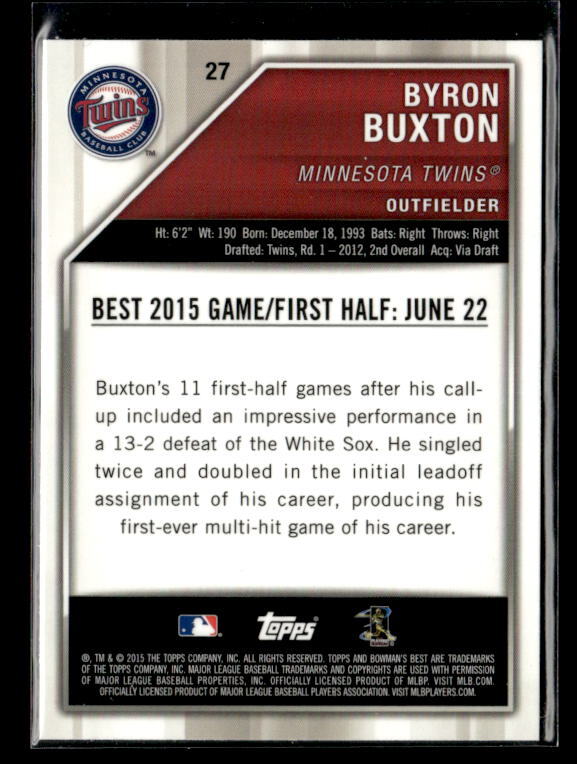 2015 Bowman's Best #27 Byron Buxton MT | eBay