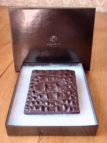 John Allen Woodward Handmade Signed Chocolate Genuine Hornback Alligator Wallet