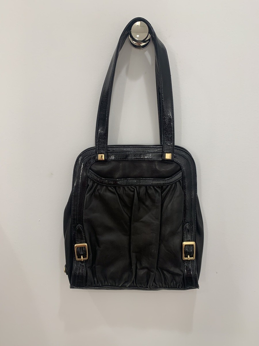 Perlina New York Soft Black Leather Hobo Shoulder Bag Large 18