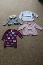 Lot of 4 Girls Assorted Pcs: 3 Dresses and 1 Cardigan Size 12-18 Months