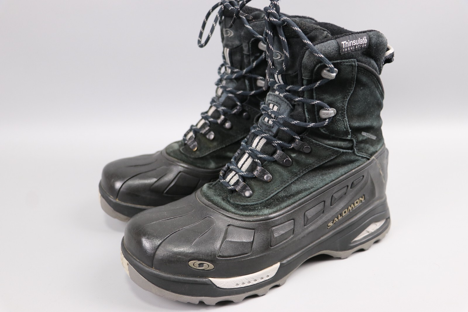 Stivali stringati Salomon Scrambler impermeabili da uomo in pelle scamosciata gomma neri taglia 42 US 9