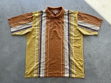 Vintage The Territory Ahead Yellow Orange Striped Cotton Polo Shirt Size XXLT