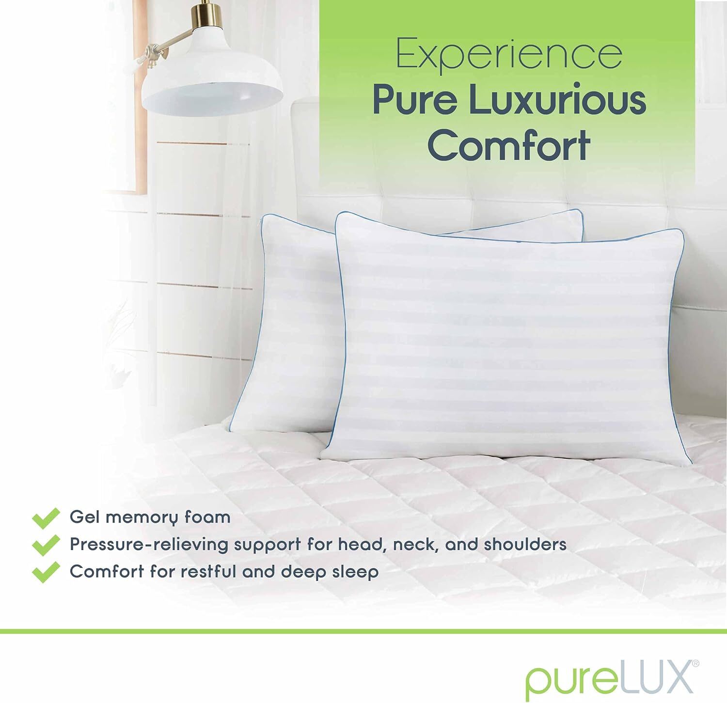 PureLUX Gel Memory Foam Shapeable Comfort Pillow 1 Pack, White Queen eBay