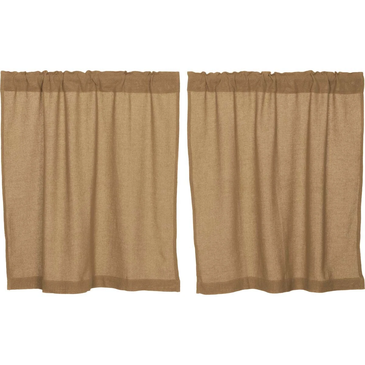 New Primitive Country Farmhouse TAN NATURAL BURLAP TIERS Cafe Curtains 36"
