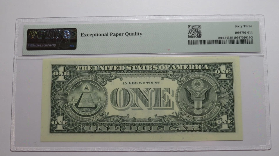 $1 1993 Near Solid Serial Number Federal Reserve Bank Note Bill UNC63 #55505555 - Image 3 of 3