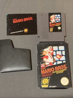 Super Mario Bros Nintendo NES Cartridge und Box Original mit Bedienungsanleitung