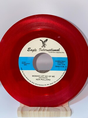 KEN POLLARD Woman Let Go Of Me / Hangin On To EAGLE 1178 COUNTRY RED VINYL 45 7''