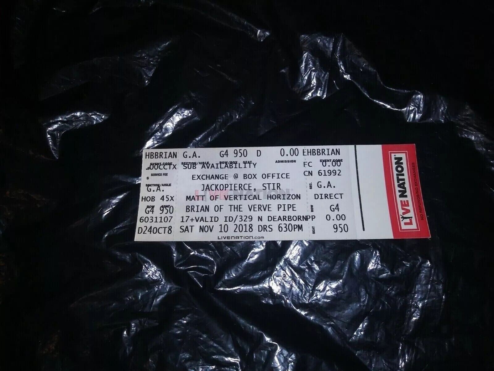 JACKOPIERCE & Stir House Of Blues Chicago IL 10/10/18 2018 Full Concert Ticket