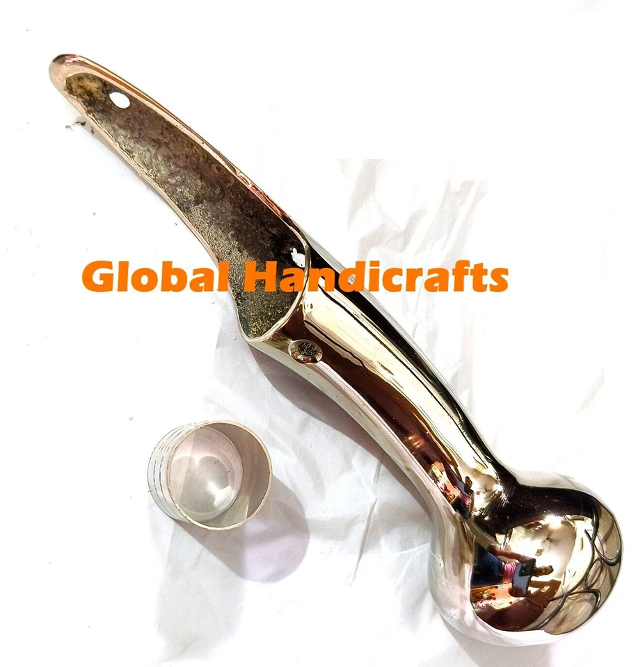 Perilla de marfil hecha a mano con acabado de níquel caballo bastón largo mango de latón Steampunk Foto 2 de 4