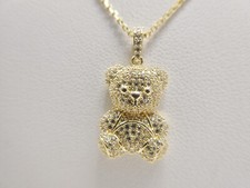 10K REAL SOLID YELLOW GOLD TEDDY BEAR PENDENT AND 18 INCH CABLE NECKLACE