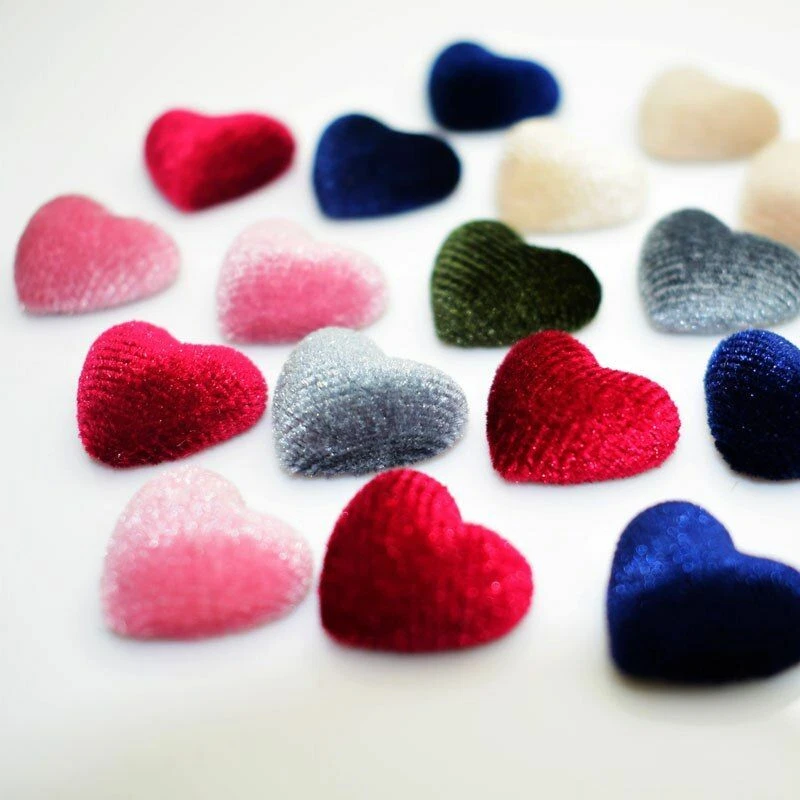 50pcs/lot Velvet Fabric Coverd Buttons 16mm Flatback Heart Shape Button Sewing C - Image 4 of 4